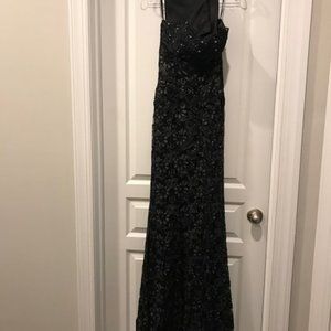 Black Beaded Lace Gown (Floor Length)